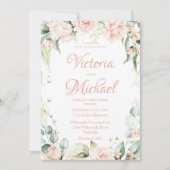 Roze Floral Elegant Wedding Kaart (Voorkant)