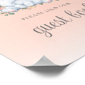 Roze Floral Elephant Baby shower Guest Book Sign Poster (Hoek)