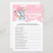 Roze Floral Elephant die mama het beste spel kent (Voorkant / Achterkant)