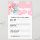 Roze Floral Elephant die mama het beste spel kent (Voorkant)
