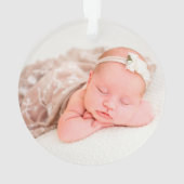 Roze Floral Elephant Girl Baby 1e kerstfoto Ornament (achterkant)