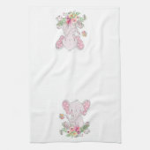 Roze Floral Elephant Kitchen Hand Towel Theedoek (Verticaal)