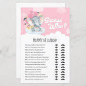 Roze Floral Elephant raad wie mama of papa spelen (Voorkant / Achterkant)