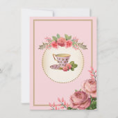 Roze Floral Elephant Tea Party Baby shower Kaart (Achterkant)