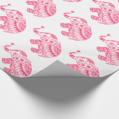 Roze Floral Elephant White Achtergrond Cadeaupapier (Hoek)