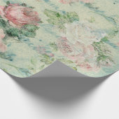  Roze Floral en Blauwgroen inkt Cadeaupapier (Hoek)