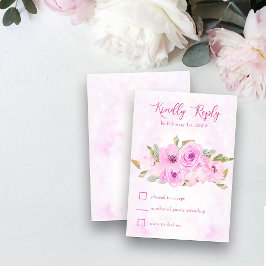  roze Floral en kalligrafie RSVP Kaartje