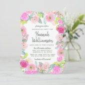 Roze Floral en Stippen Graduation Party Invitation Kaart (Staand voorkant)