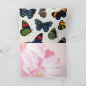 Roze Floral en vlinder Kaart (Binnen)