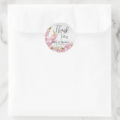 Roze Floral en White Glitter - Dank u Ronde Sticker (Tas)