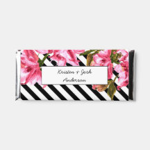 Roze Floral en zwarte Stripes Snoep Bar