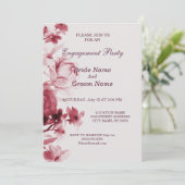 Roze Floral Engagement Party Kaart (Staand voorkant)