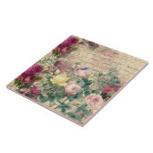 Roze Floral Ephemera met bijenkorf en handschrift Tegeltje (Zijkant)