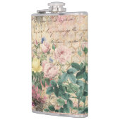 Roze Floral Ephemera met bijenkorf en schrijven Heupfles (Links)