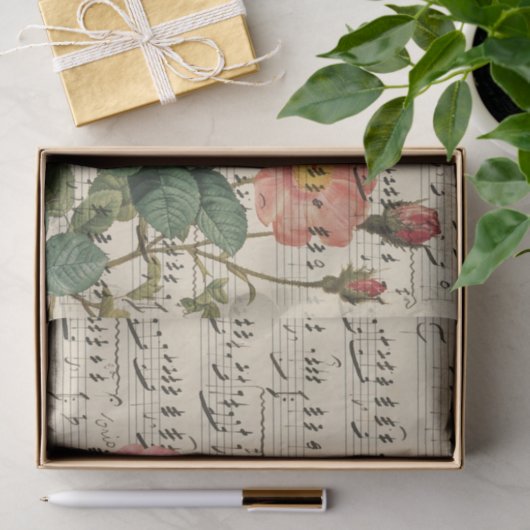  Roze Floral Ephemera Tissuepapier (Geschenk)