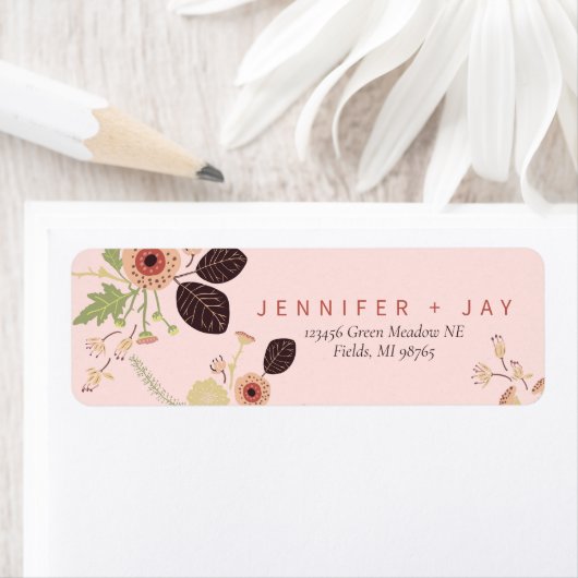  roze Floral Etiket (Insitu)