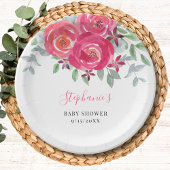 Roze Floral Eucalyptus Baby shower Papieren Bordje