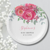 Roze Floral Eucalyptus Baby shower Papieren Bordje