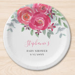 Roze Floral Eucalyptus Baby shower Papieren Bordje<br><div class="desc">Deze  Baby showers papieren borden zijn voorzien van waterverf rozen en bloempjes in roze en paarse tinten met eucalyptus en ander gebladerte. Gemakkelijk aan te passen met uw gegevens. Omdat we ons kunstwerk creëer,  zult u dit exacte afbeelding van andere ontwerpers niet vinden. Originele Waterverf © Michele Davies.</div>