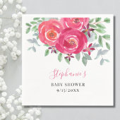 Roze Floral Eucalyptus Baby shower Servet