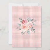 Roze Floral Eucalyptus Gingham Baby shower Kaart (Achterkant)