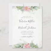 Roze Floral Eucalyptus Green Foliage Weddenschap Save The Date (Voorkant)