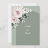 Roze Floral Eucalyptus Sage Green Wedding Kaart (Achterkant)
