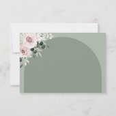 Roze Floral Eucalyptus Sage Green Wedding RSVP Kaartje (Achterkant)