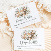 Roze Floral Eucalyptus Woodland Diaper Raffle Informatiekaartje