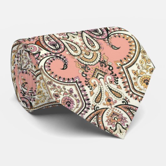  Roze Floral Exotic Motif Pattern Stropdas (Opgerold)