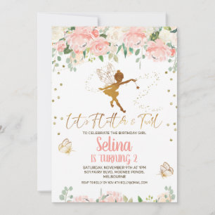 Roze Floral Fairies Butterfly Birthday Uitnodiging