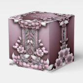 Roze Floral Favor Box Bedankdoosjes (Voorkant Zijde)
