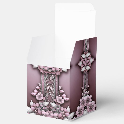 Roze Floral Favor Box Bedankdoosjes (Geopend)