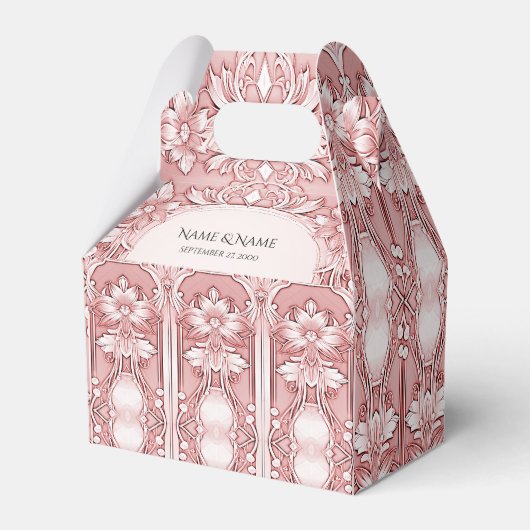 Roze Floral Favor Box Bedankdoosjes (Voorkant Zijde)