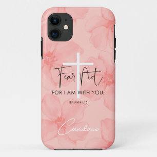 Roze Floral Fear not Isaiah 41:10 Bijbelversie Case-Mate iPhone Case