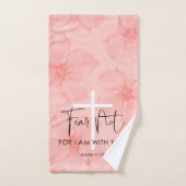 Roze Floral Fear not Isaiah 41:10 Bijbelversie Handdoek (Handdoek)