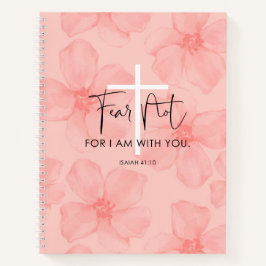 Roze Floral Fear not Isaiah 41:10 Bijbelversie Notitieboek