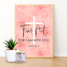 Roze Floral Fear not Isaiah 41:10 Bijbelversie