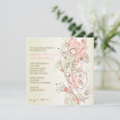 Roze Floral Feminine Birthday-uitnodigingen Kaart (Staand voorkant)