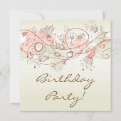 Roze Floral Feminine Birthday-uitnodigingen Kaart (Achterkant)