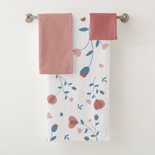 Roze Floral Feminine Style, handgeschreven stijl Bad Handdoek (Insitu)
