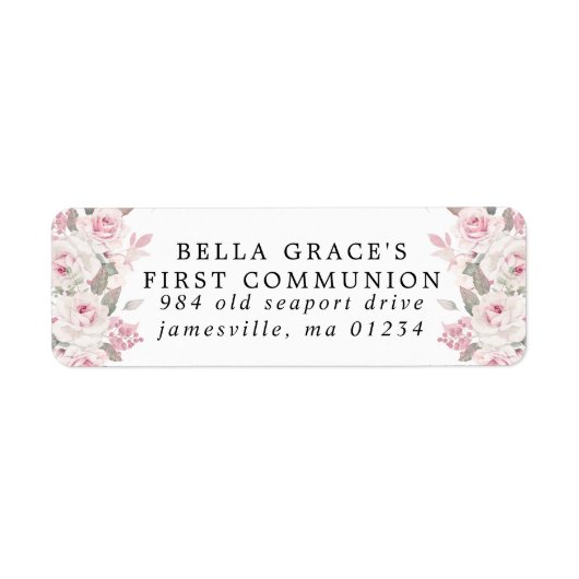 Roze Floral First Community Return Address Label (Voorkant)