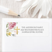 Roze Floral First Heilige Communist Return Address Etiket (Insitu)