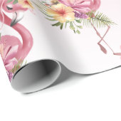 Roze Floral Flamingo Cadeaupapier (Rol Hoek)