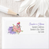 Roze Floral Flamingo Return Address Label (Insitu)