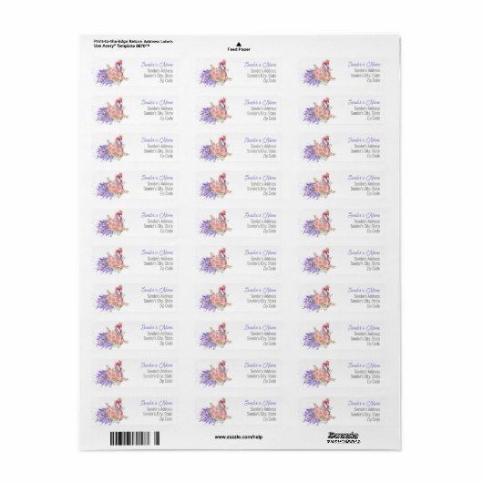 Roze Floral Flamingo Return Address Label (Full Sheet)