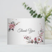 Roze Floral Flat Hartelijk dank Bedankkaart (Staand voorkant)