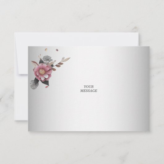 Roze Floral Flat Hartelijk dank Bedankkaart (Achterkant)