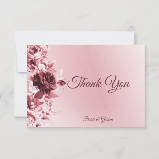 Roze Floral Flat Hartelijk dank Bedankkaart (Voorkant)