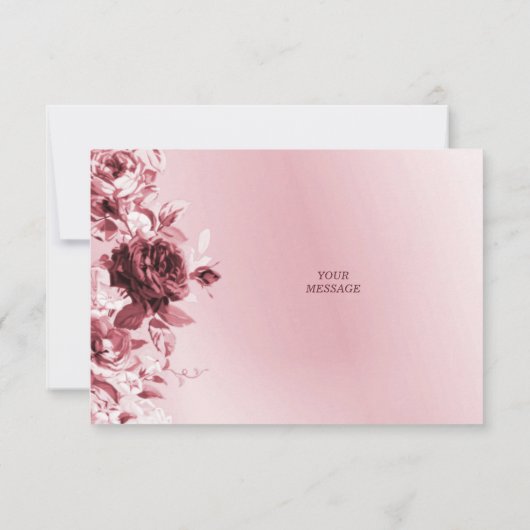 Roze Floral Flat Hartelijk dank Bedankkaart (Achterkant)